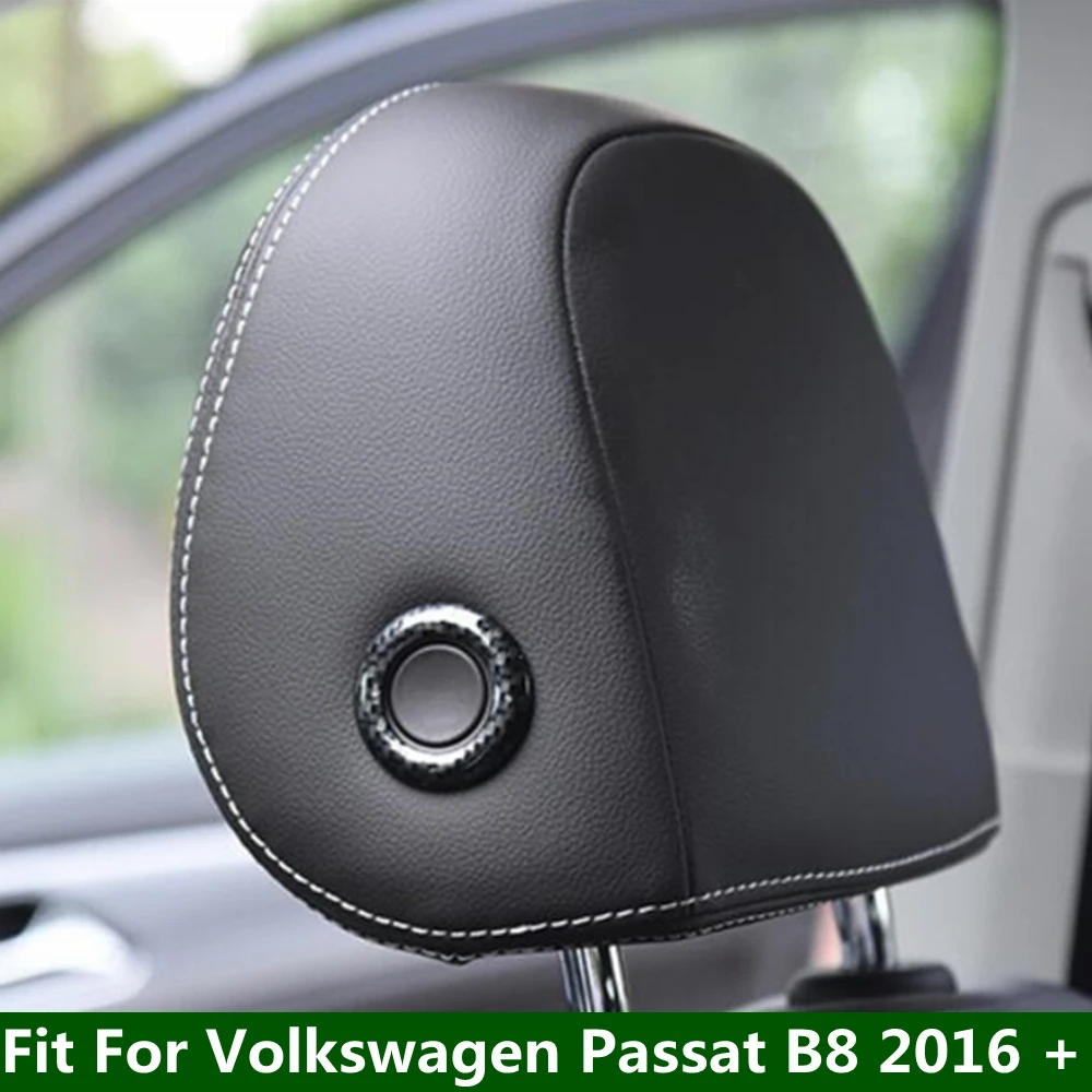 

Carbon Fiber Seat Head Pillow Headrest Adjustment Button Decoration Cover Trim For Volkswagen Passat B8 2016 - 2018 Accessories