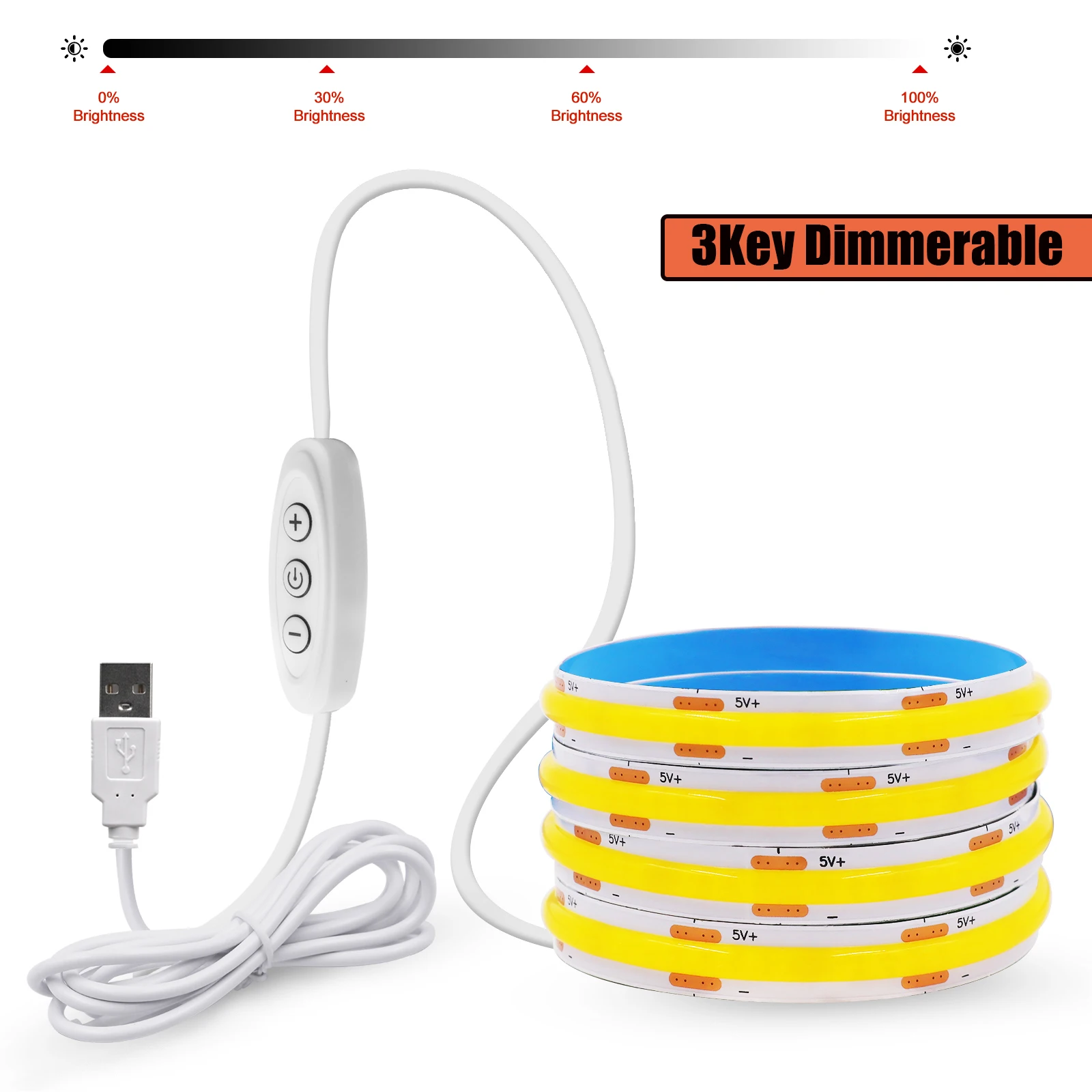 RGBCW COB светодиодная лента 0.5-5 м белая 3000K 4000K 6000K