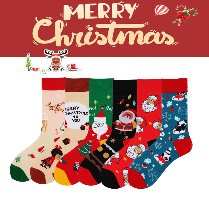 

Colorful Christmas Socks Couples Happy Funny In Tube Socks Street Hip-Hop Trend Men Women Skateboard Socks High Quality Gifts