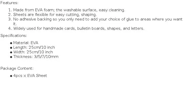 4pcs Thickness 3/5/7/10mm EVA Foam Sheets Sound-Absorbing Noise Spone Foam Craft EVA Sheets DIY Handmade Model Making Material