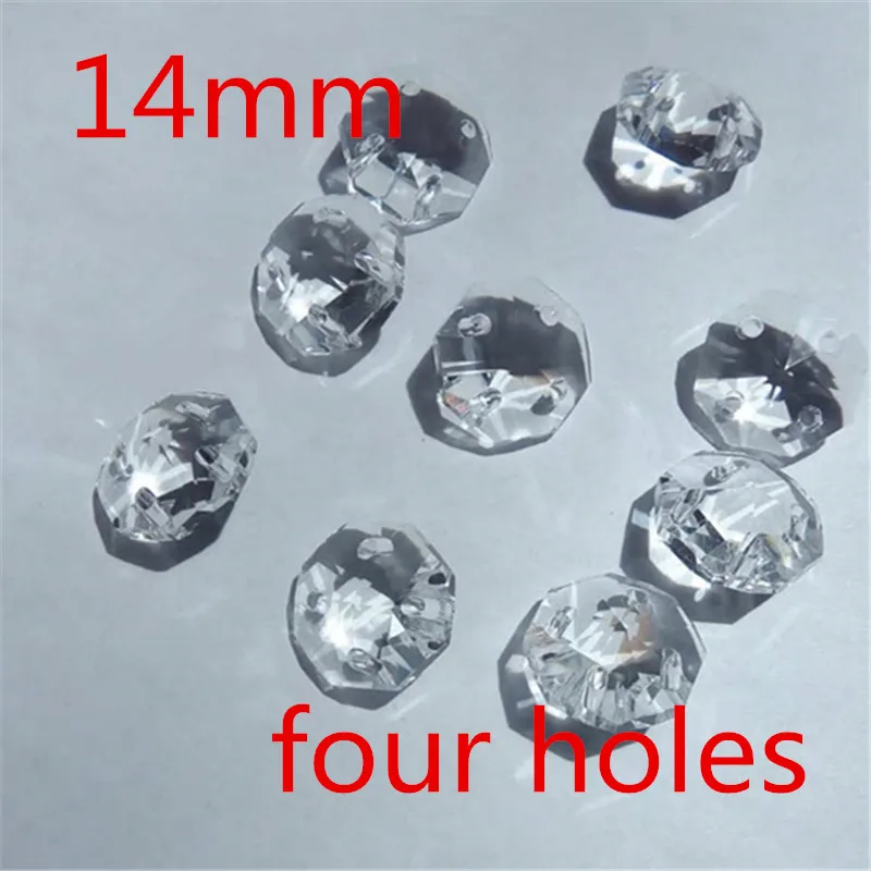

New 14mm 2000pcs 4 Holes Crystal Glass Prism Square Beads Chandelier Beads For Chandelier Hanging Pendant Lighting Diy Accessori