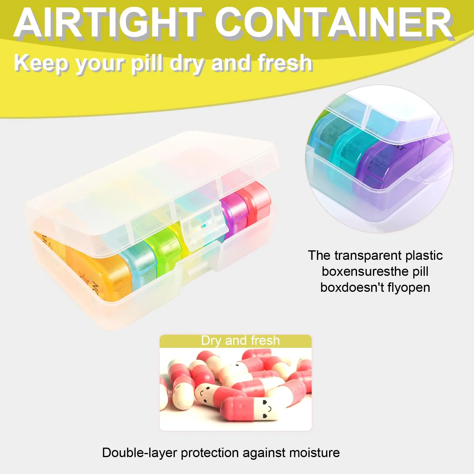 Контейнер для хранения таблеток с 14 ячейками портативный герметичный контейнер