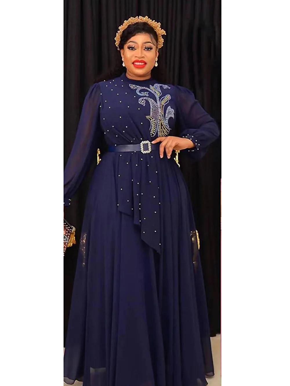 Ramadan Arabic Muslim Evening Party Long Dresses for Women Abaya Dubai Kaftan African Chiffon Maxi Dress Turkey Islam Clothing
