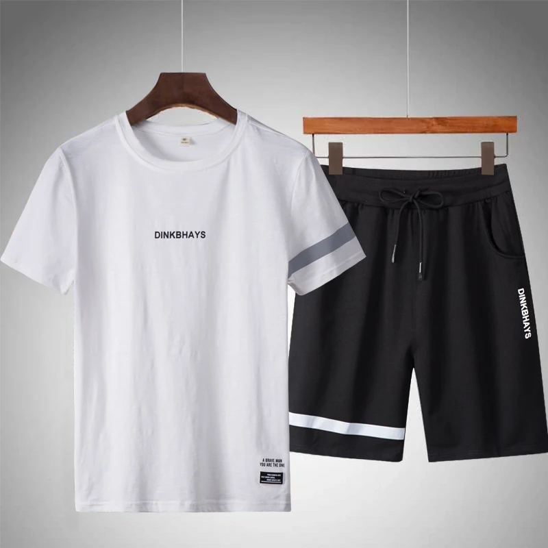Summer Men's Sportwears Tracksuits New Fashion T-Shirts + Shorts 2 Pieces Set Casual Sets Men 4XL Streetwears Outfits Male 2023