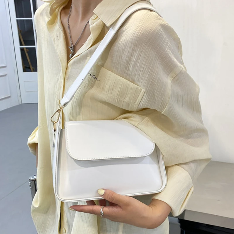 

Chic Simple Small Flap Shoulder Bags For Women Solid Color Pu Leather Handbag Lady Clutch Crossbody Purse Messenger Bag