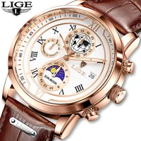 lige men watches waterproof luminous top brand luxury leather casual sports quartz wristwatch military man watch for men relogio