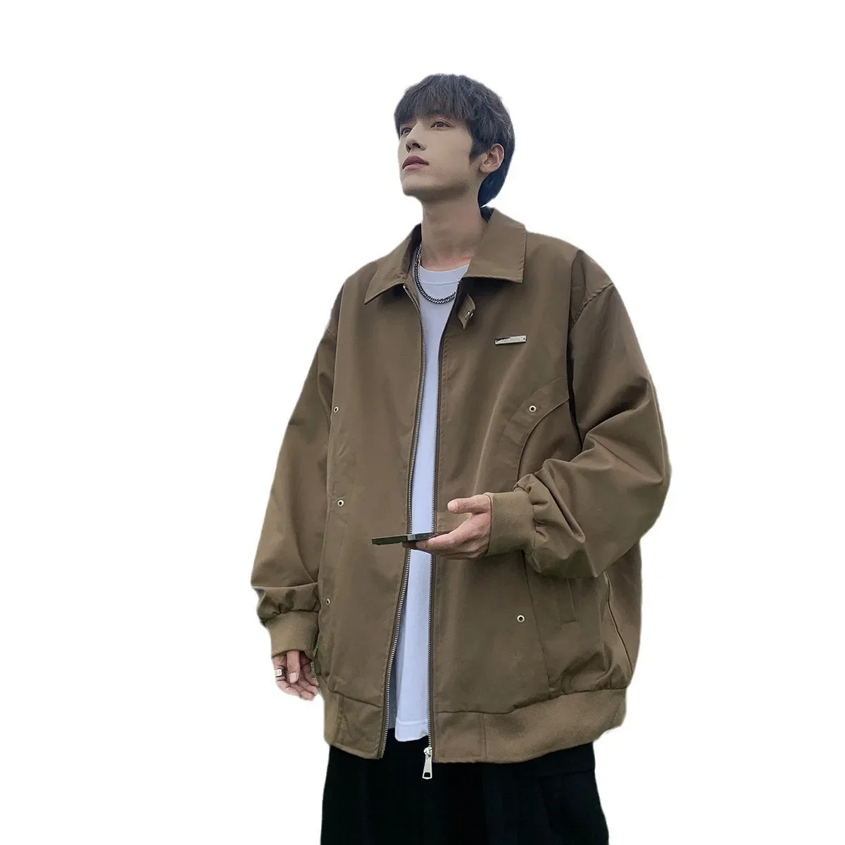 Свободная куртка-бомбер в американском стиле для мужчин новинка весны и осени 2025