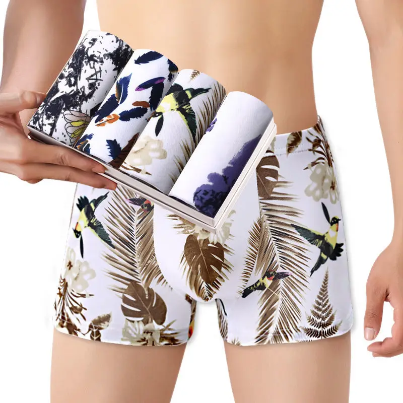 WTEMPO Mens Boxers U Convex Underpants Soft Underwear Breathable and Comfortable Boxer 4 Pcs IN 1 Box
