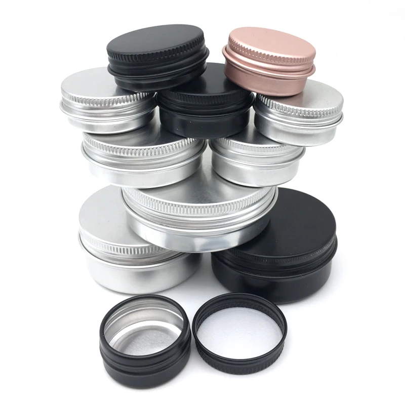 

10PCS Cream Jar Tin Cosmetic Lip Balm Containers Nail Derocation Crafts Pot Refillable Bottle Screw Thread Empty Aluminum