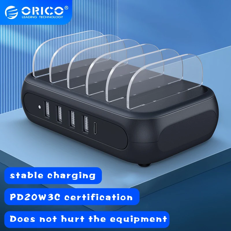 

Зарядная Станция ORICO PD20W с 5 USB-портами и разъемом Type-C