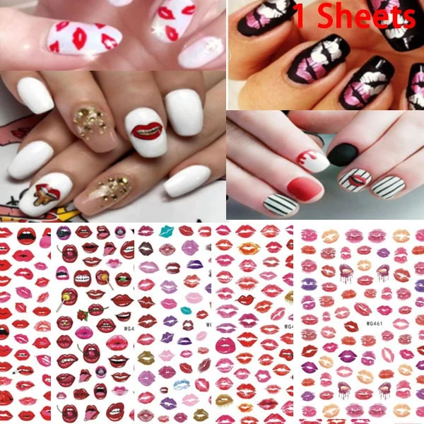 

Red Sexy Lips Personalized Nail Decoration Decals