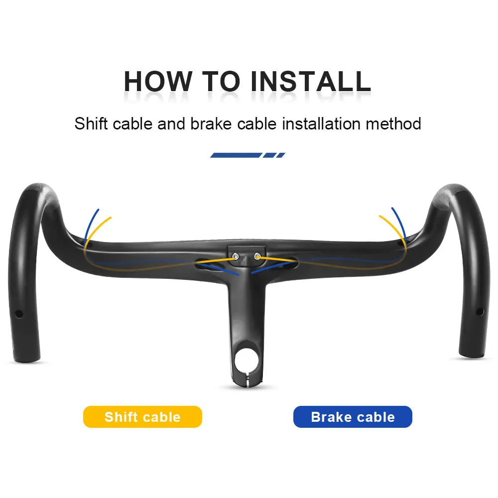 TOSEEK TR5500 Road Bike Full Carbon Fiber Stem Integrated Bicycle Handlebar Ultra Light 28.6mm Cycling Parts Accessories