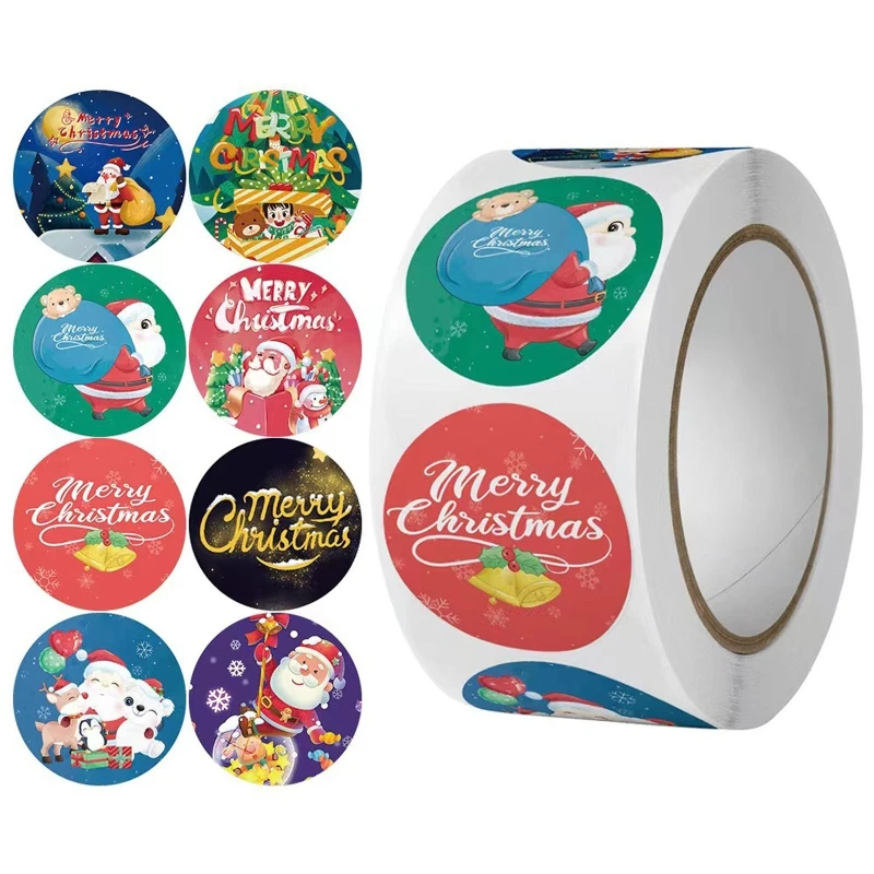 

500pcs Merry Christmas Stickers Santa Claus Envelopes Stationery Sealing Labels for Party Supply Classroom Decor