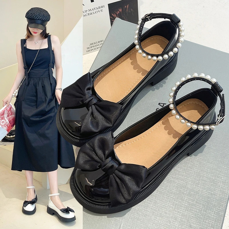 

Женские туфли-Лолиты на плоской подошве, удобные туфли на каблуке, женские модные роскошные элегантные шлепанцы на среднем каблуке, новинка...