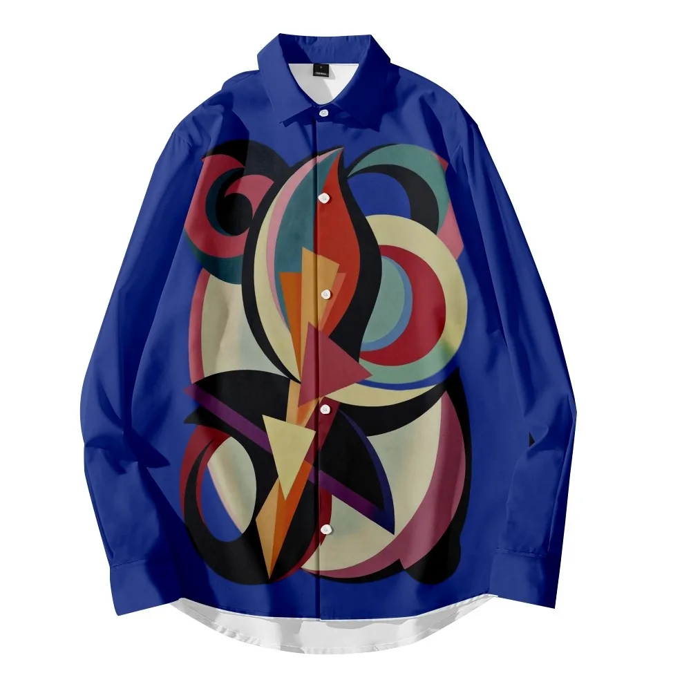 Art blue summer shirt casual summer beach style men's and women's summer long-sleeved shirt