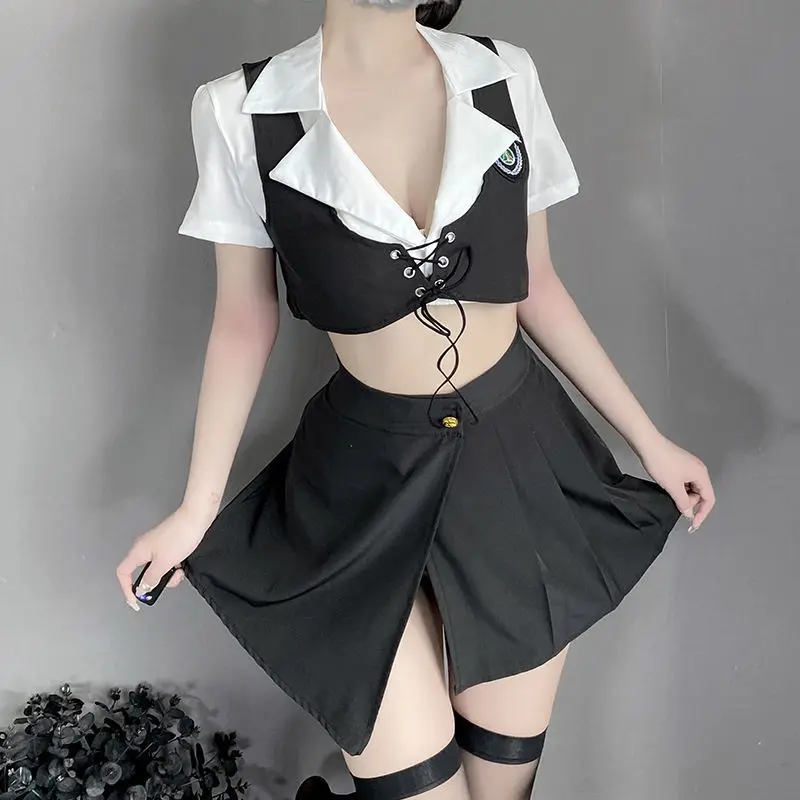LOLITA Сексуальное белье Косплей полицейский офицер Костюм женщины Лейтенант Ролевые игры Адльт игры Униформа стюардессы.