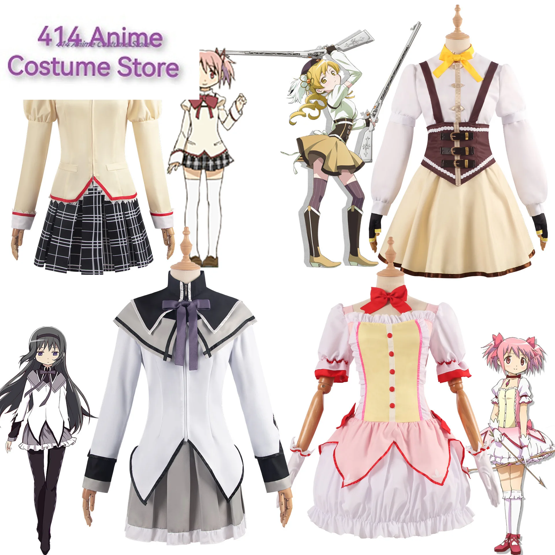 Аниме Волшебная девочка Puella Magi Madoka Magica Homura Akemi Косплей Костюм Боевая форма Парик