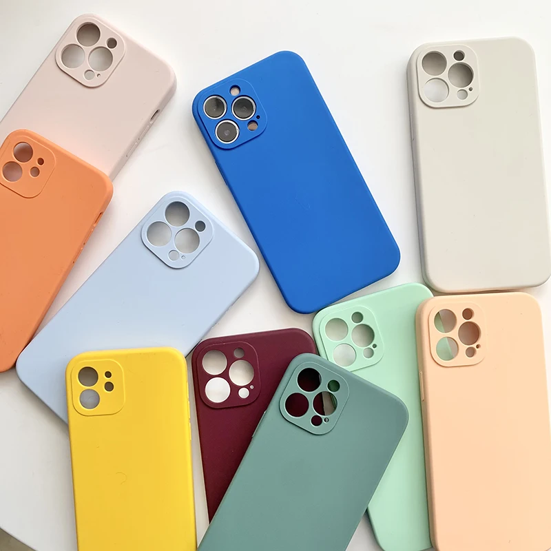 

For iPhone 13 12 11 Pro Max Mini Case Apple Liquid Silicone Soft Cover For All-Inclusive Lens Protection Shockproof Luxury Cases