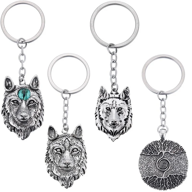 

Boutique alloy wolf head keychain classmate birthday gift wolf head keychain men and women bags wolf head keychain decoration