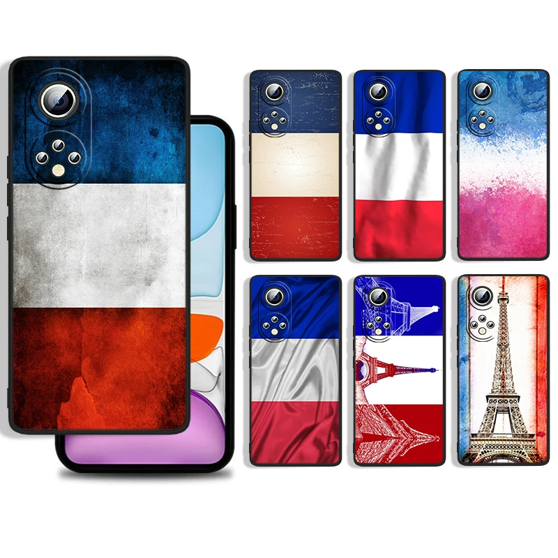 

France paris flag Cover For Huawei P50 P40 P30 P20 Lite 5G Nova Plus 9 SE Pro 5T Y9S Y9 Prime Black Phone Case