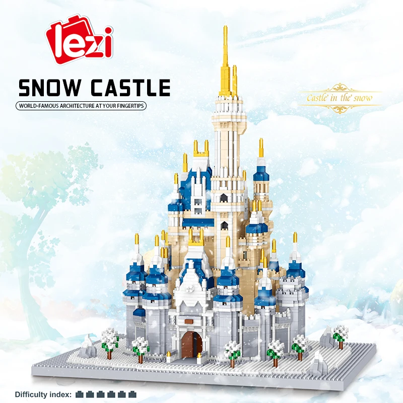 

LEZI Snow Castle Building Blocks World Famous Architecture Mini Micro Diamond Small Particle Model Bricks Kid Educational Toys