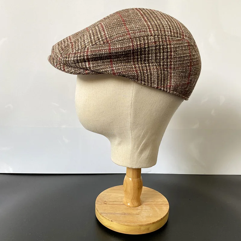 Коричневая клетчатая кепка газетчика шерстяная женская мужская Кепка из плюща
