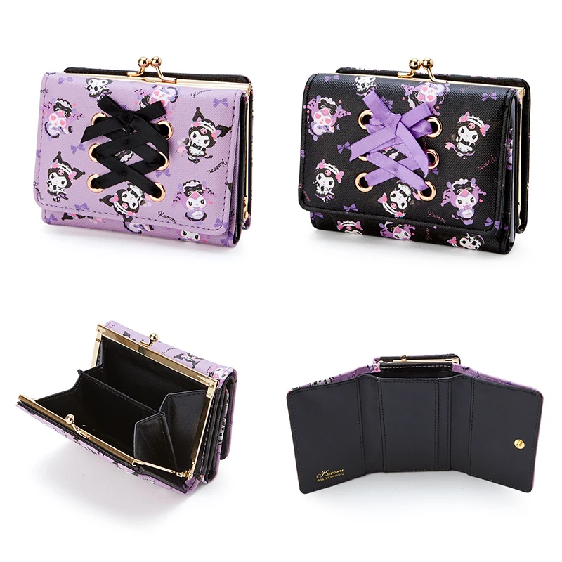 

New Anime Kuromi Pu Casual Opening Short Wallet Zipper Buckle Card Bag Wallet Coin Purse Portable Storage Container Gift
