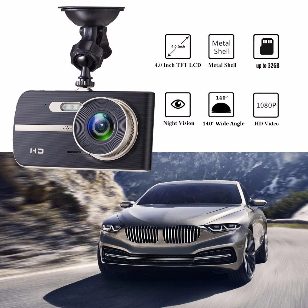 

Автомобильный видеорегистратор 4,0 Full HD 1080P с двумя объективами и камерой заднего вида, Автомобильный видеорегистратор, Автомобильный видео...