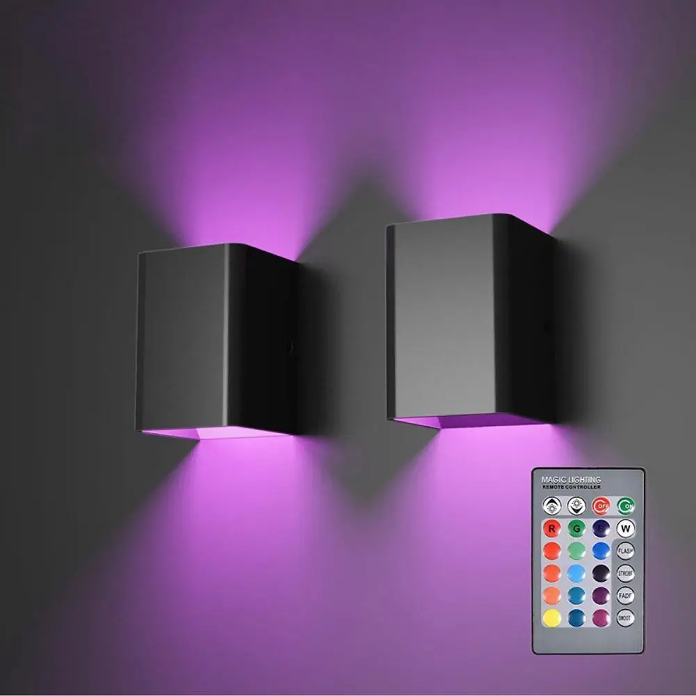 

RGB LED Wall Light 5W Modern Indoor Lamp Up and Down Lighting Decorate Wall Sconce Bedside Colorful Light With Remote Controller
