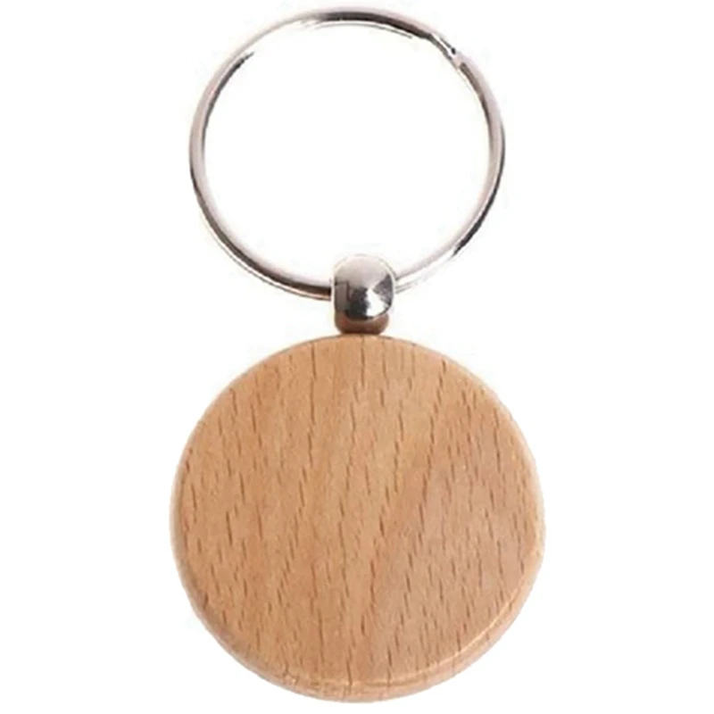 

160Pcs Blank Round Wooden Key Chain DIY Wood Keychains Key Tags Can Engrave DIY Gifts