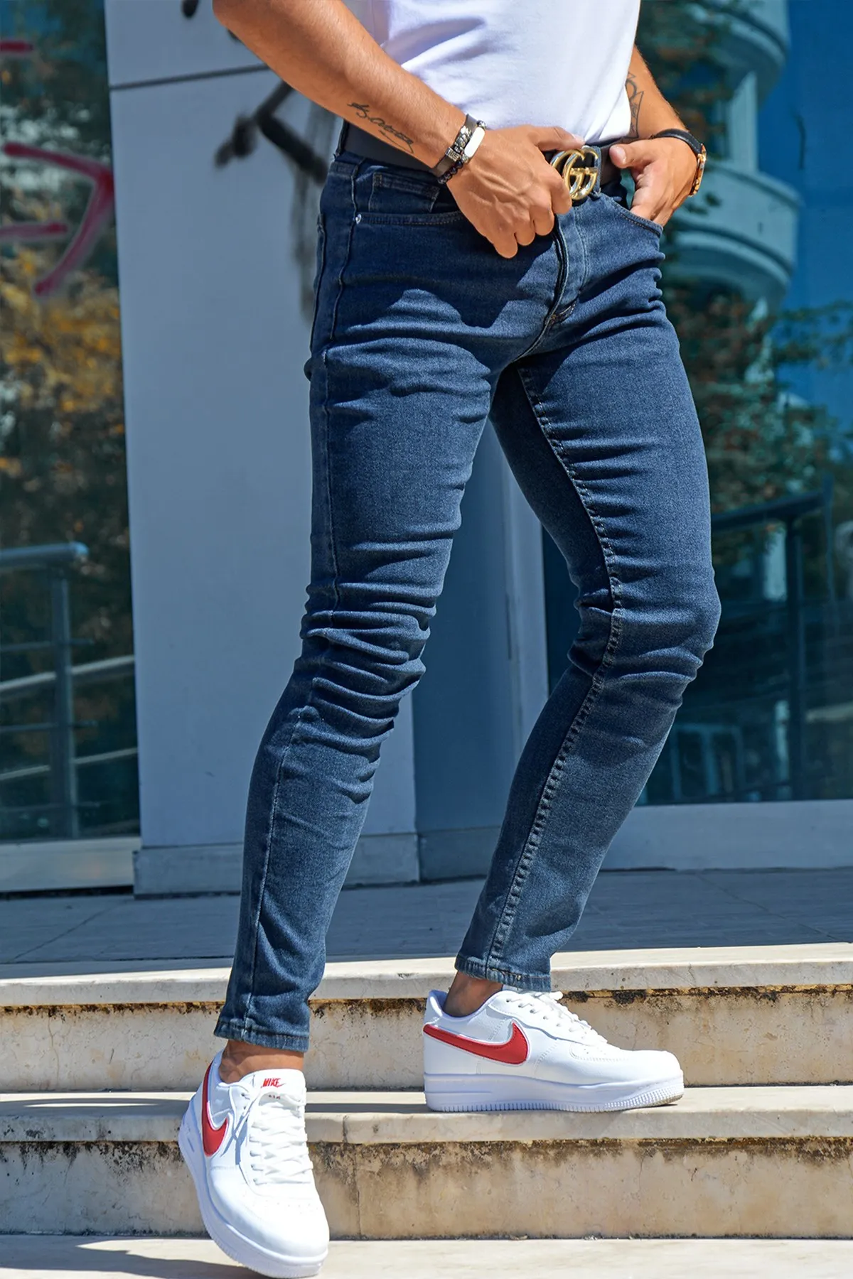 Men's Clothing Denim Pants For Man Trousers Men's Jeans Slim Fit Strech Flexible Fashion Tight-Fitting Stylish Casual