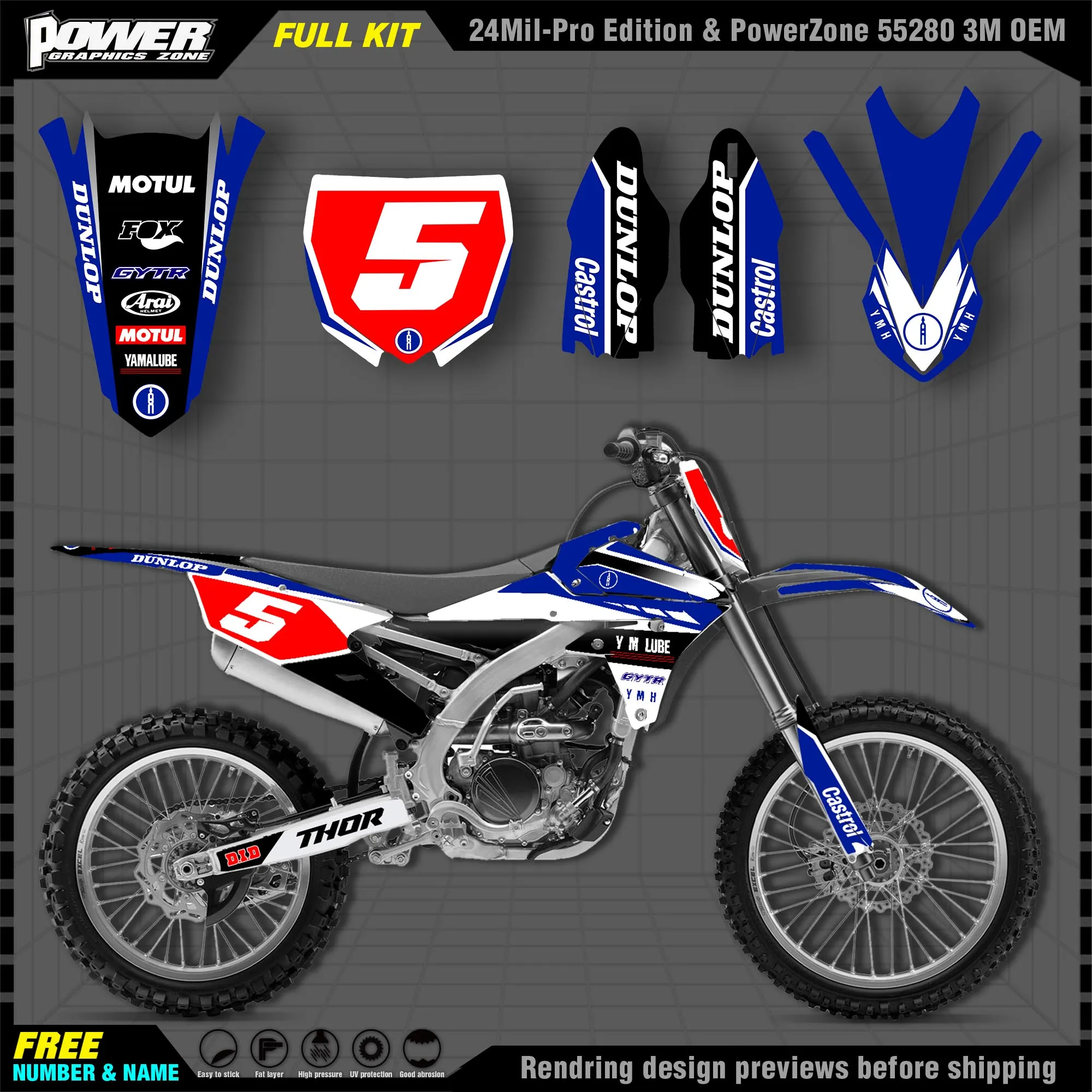 

PowerZone Custom Team Graphics Backgrounds Decals 3M Stickers Kit For YAMAHA 14-18 YZ250F 15-18 YZ250FX WRF250 14-17 YZ450F 030