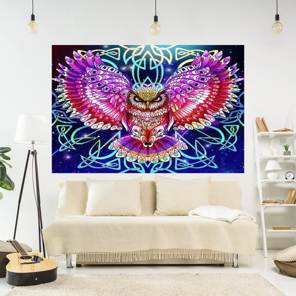 

XxDeco Mandala Owl Tapestry Wall Hanging Hippie Printed Carpets Witchcraft Room Background Dorm Or Home For Decoration