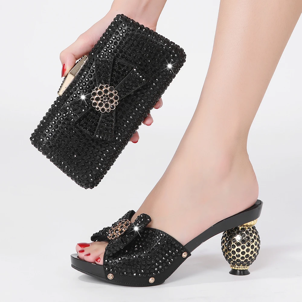 

Новинка весны 2022, красные шлепанцы, свадебные туфли на каблуке, Женский комплект из итальянской обуви и сумки для вечерние ринки