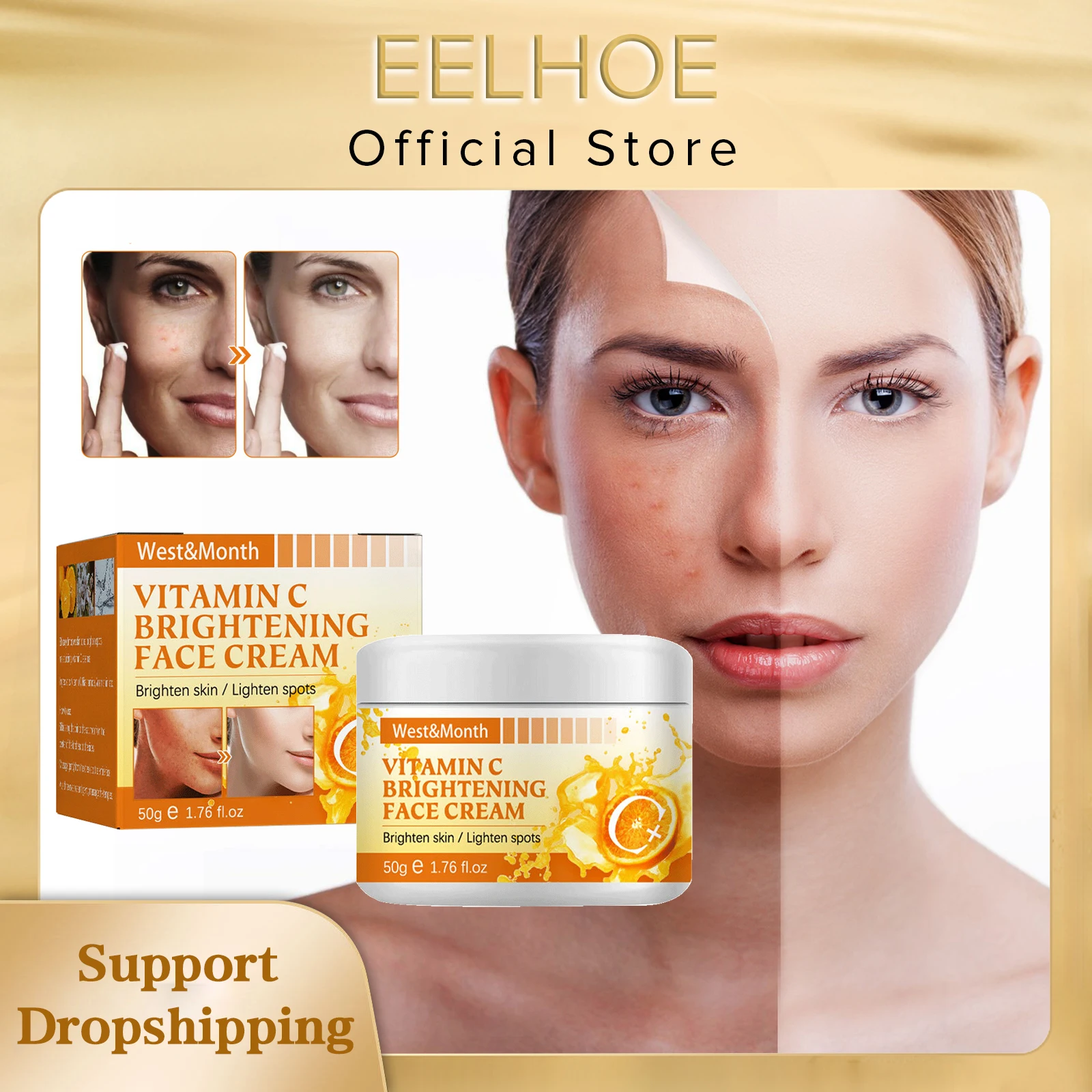 

Vitamin C Brightening Face Cream Dark Age Spots Removal Acne Melasma Treatment Pigmentation Freckle Whitening Moisturizer Cream