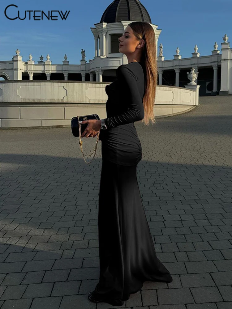 Женское длинное платье с аппликацией классическое платье-футляр круглым вырезом