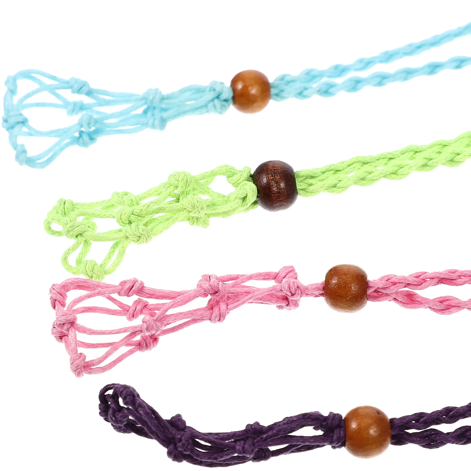 

Necklace Holder Crystal Stone Cord Cage Empty Pendant Ropewoven Hanging Pendentweavenettedjewelryadjustable Cords Braided