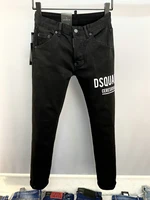 new mens dsquared2 buttons jeans ripped for male skinny pants mens denim trousers top quality black slim jeans 9831