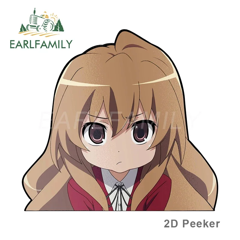 

EARLFAMILY Автомобильная наклейка для Taiga Aisaka Peeker с большой головой аниме виниловые наклейки на заднее стекло багажник автомобильные аксессуары