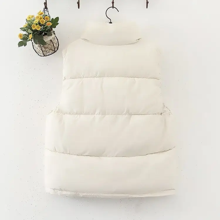 2022 Autumn Winter Loose Vest Women Cotton Puffer Solid Sleeveless Parkas Jacket Female Casual Stand Collar Warm Vest Plus Size