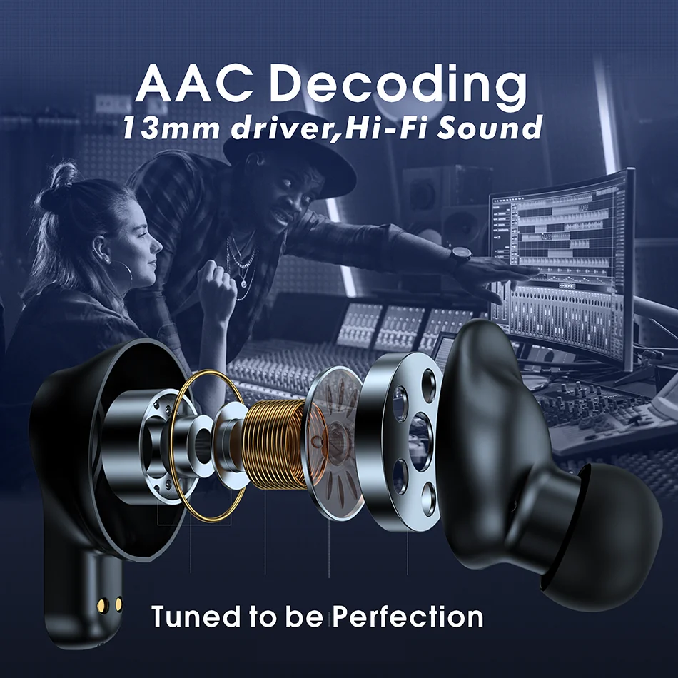 Настоящие водонепроницаемые наушники TWS ANC Fone Bluetooth шумоподавляющие беспроводные