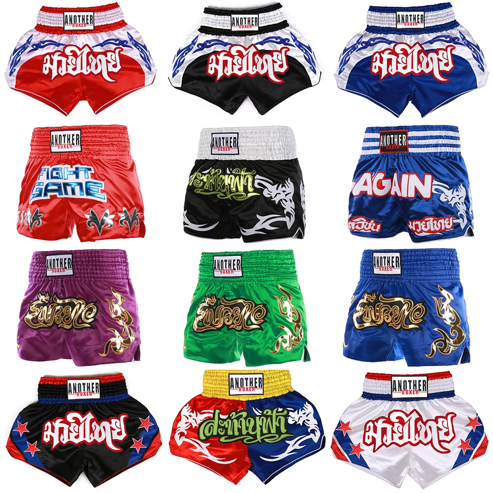 

Thai Boxing Shorts Satin Polyester Fight MMA Pants Men Women Kids Muay Thai Shorts Custom Name/Logo Kickboxing Training Uniform