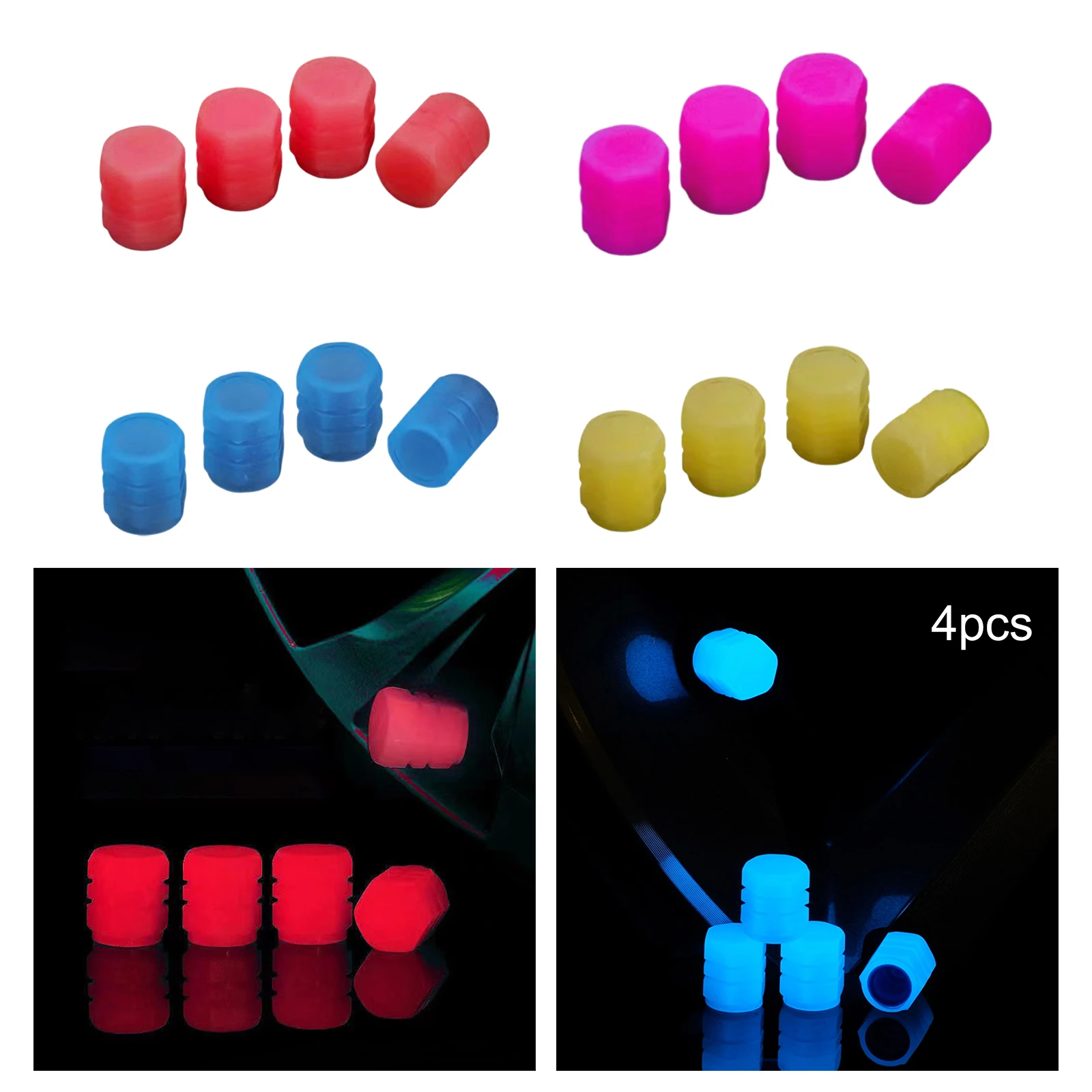 

4 шт., колпачки для шин, флуоресцентные колпачки для колес