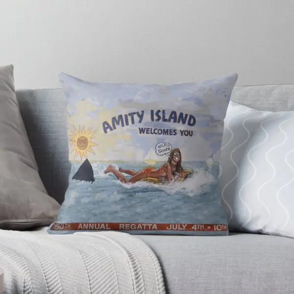 

Welcome To Amity Island Printing Throw Pillow Cover Anime Car Decor Cushion Wedding Waist Decorative Hotel Pillows not include