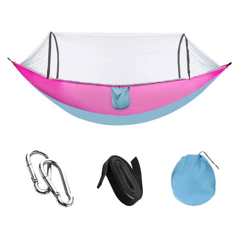 

Camping Hammock With Net Lightweight Double Single With 2 Carabiners Portable Hammocks For Outdoor Hiking Camping