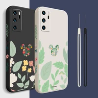 leaves flower mickey mouse phone case for huwei p 50 40 30 20 smart z lite pro e plus 2019 2021 liquid left rope funda cover