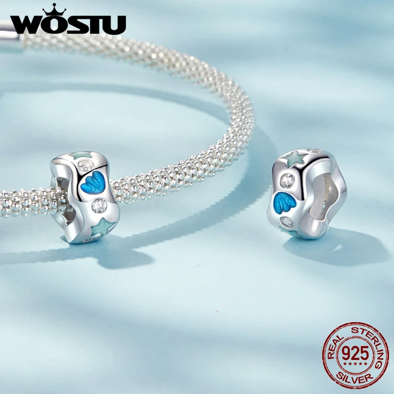 WOSTU настоящее серебро 925 пробы океан морская звезда и ракушка пробка бусина