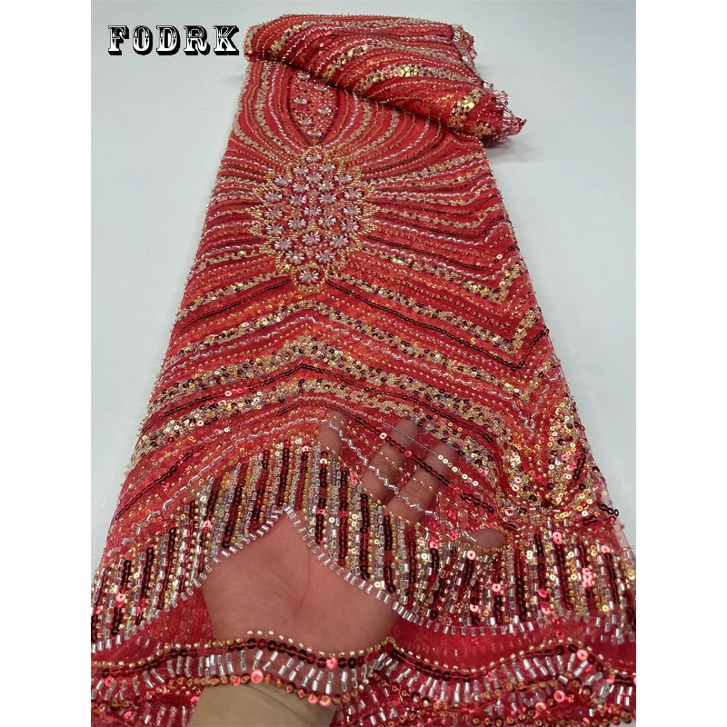 

Африканские блестки для жениха, кружевная ткань, высокое качество 2023, тяжелые бусины, вышивка, французская фотосессия, Свадебный Материал