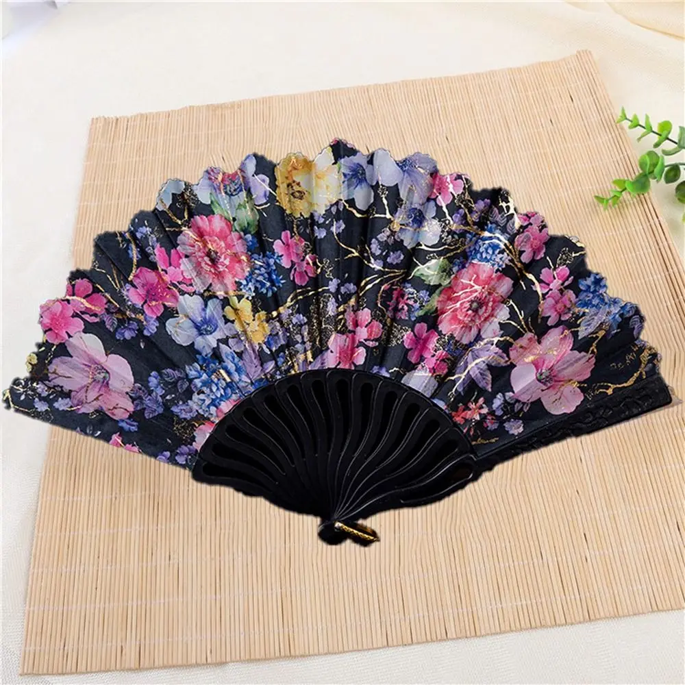 Черный Складной Веер Для Женщин Высококачественный Пластиковый Танцевальный