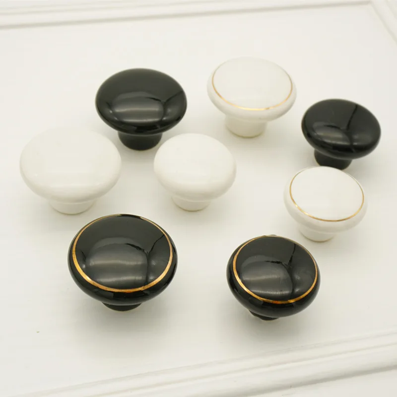 

10 pc Modern white Phnom Penh ceramic single hole handle versatile wardrobe cabinet Knobs drawer round Knob Simplicity Fashion